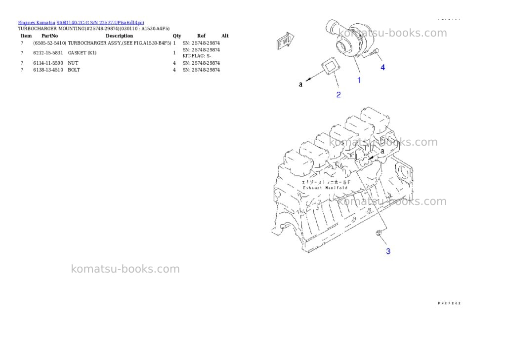 Komatsu sa6d140-2c-g s/n 22537-up Parts catalog cover Page 3 Komatsu sa6d140-2c-g s/n 22537-up Parts catalog cover Page 3