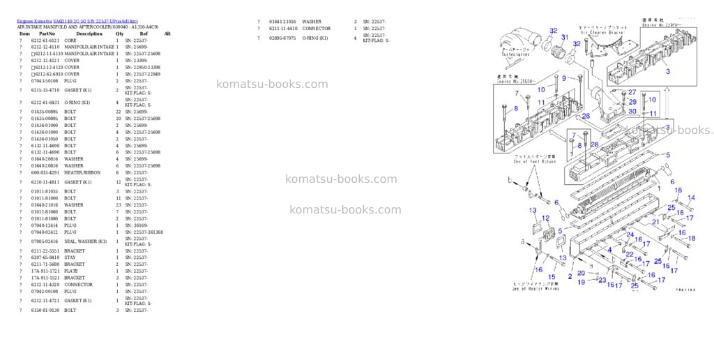 Komatsu sa6d140-2c-5g s/n 22537-up Parts catalog cover Page 3 Komatsu sa6d140-2c-5g s/n 22537-up Parts catalog cover Page 3