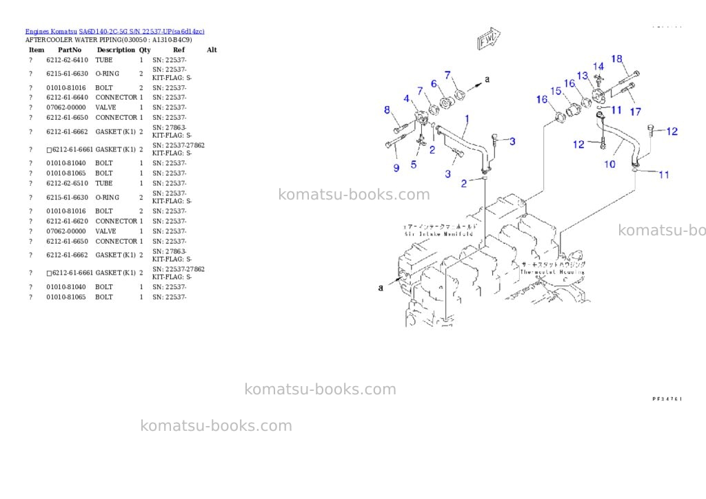 Komatsu sa6d140-2c-5g s/n 22537-up Parts catalog cover Page 4 Komatsu sa6d140-2c-5g s/n 22537-up Parts catalog cover Page 4