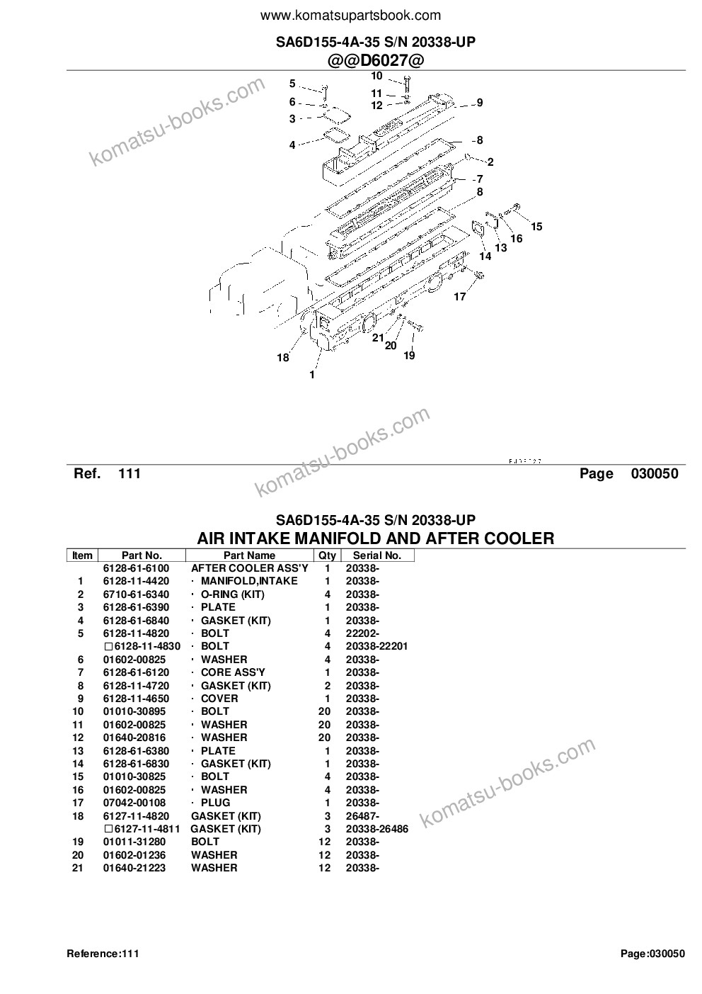 Komatsu sa6d155-4a-35 s/n 20338-up Parts catalog cover Page 10 Komatsu sa6d155-4a-35 s/n 20338-up Parts catalog cover Page 10