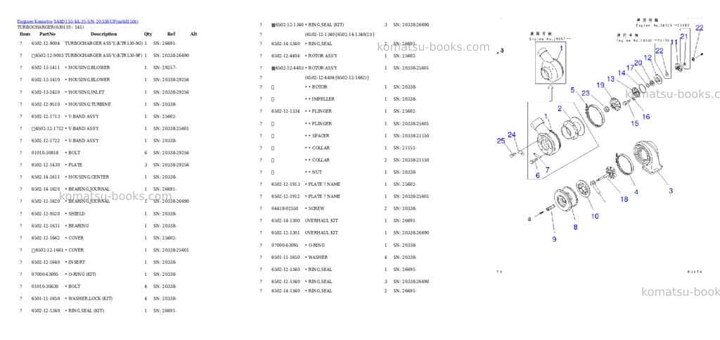 Komatsu SA6D155-4A-35 S/N 20338-UP Parts catalog cover Page 10 Komatsu SA6D155-4A-35 S/N 20338-UP Parts catalog cover Page 10