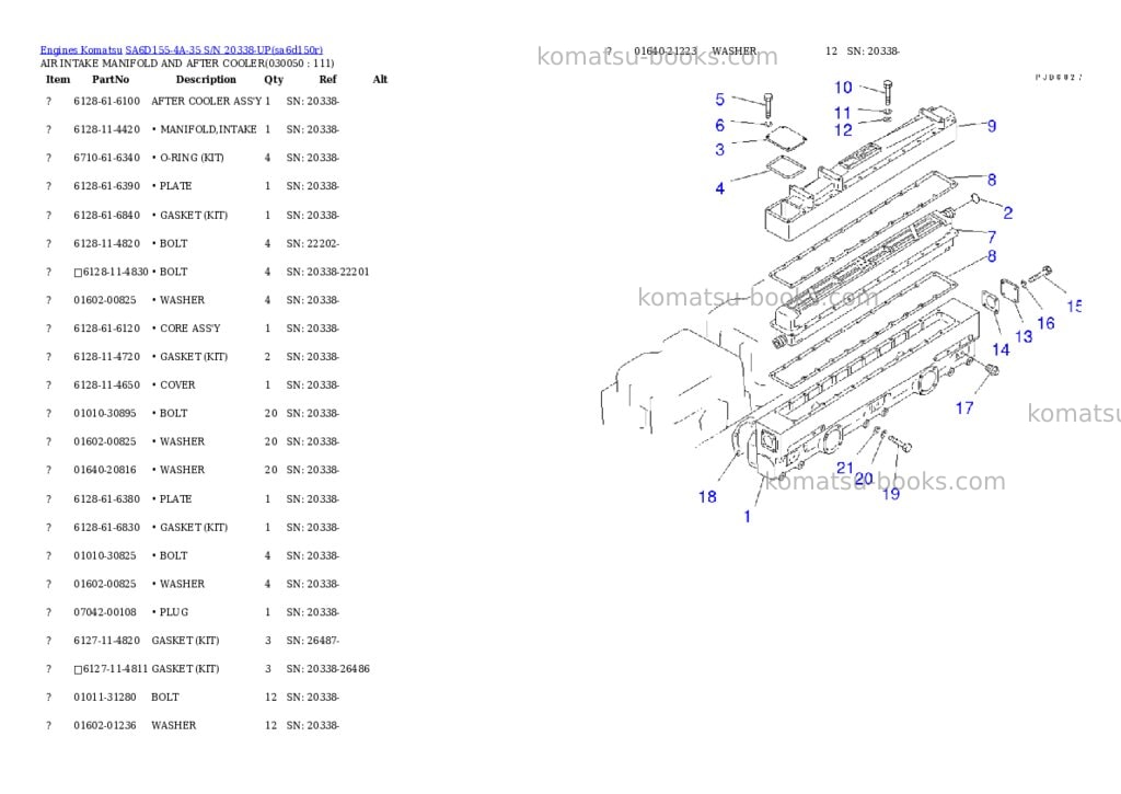 Komatsu SA6D155-4A-35 S/N 20338-UP Parts catalog cover Page 4 Komatsu SA6D155-4A-35 S/N 20338-UP Parts catalog cover Page 4