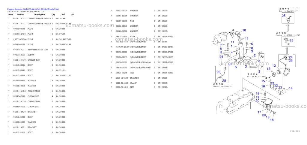 Komatsu SA6D155-4A-35 S/N 20338-UP Parts catalog cover Page 6 Komatsu SA6D155-4A-35 S/N 20338-UP Parts catalog cover Page 6