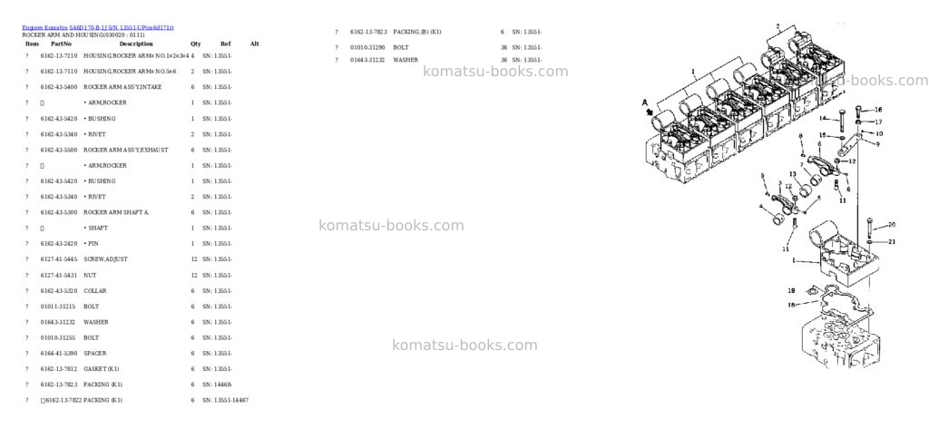 Komatsu sa6d170-b-1j s/n 13551-up Parts catalog cover