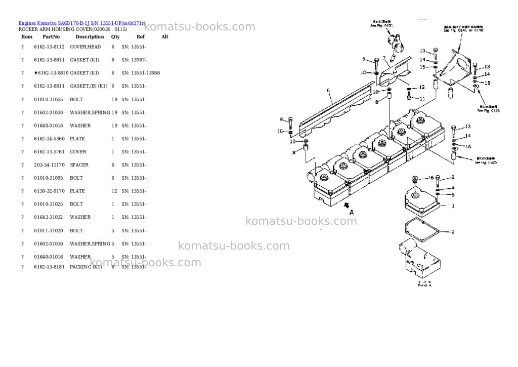 Komatsu sa6d170-b-1j s/n 13551-up Parts catalog cover Page 2