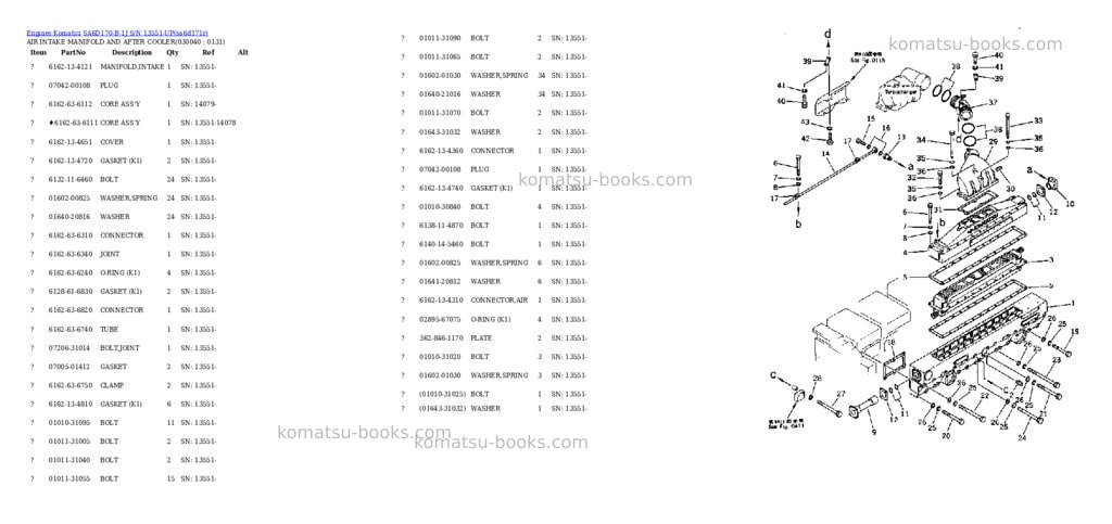 Komatsu sa6d170-b-1j s/n 13551-up Parts catalog cover Page 3