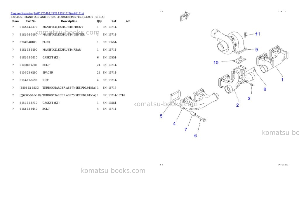 Komatsu sa6d170-b-1j s/n 13551-up Parts catalog cover Page 6