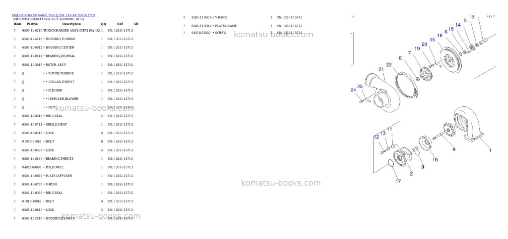Komatsu sa6d170-b-1j s/n 13551-up Parts catalog cover Page 7