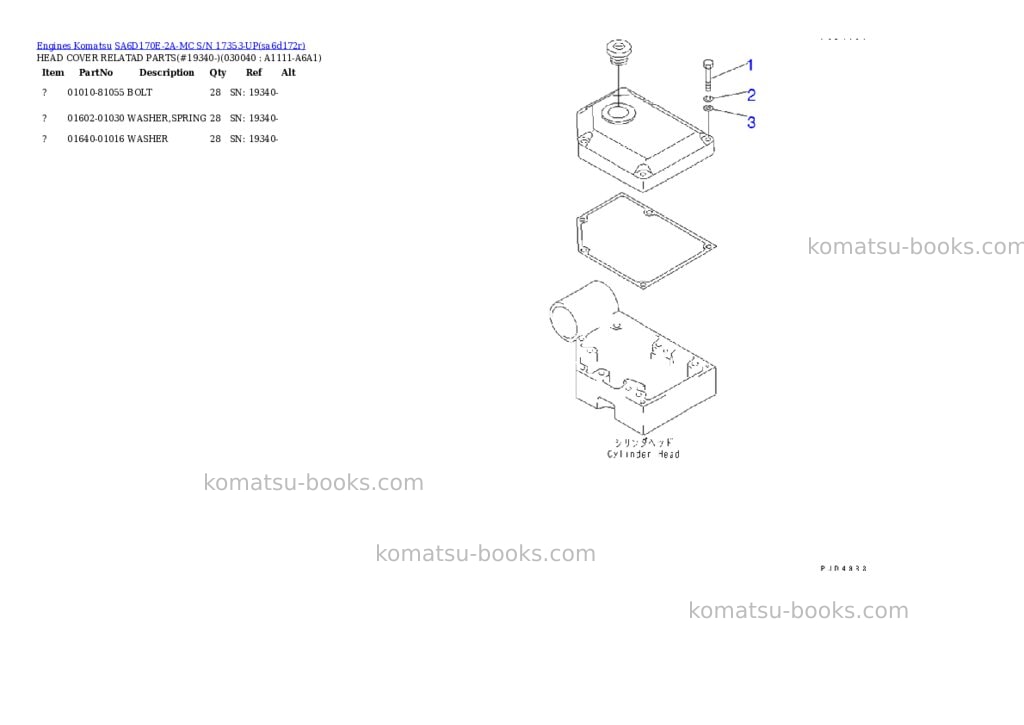 Komatsu sa6d170e-2a-mc s/n 17353-up Parts catalog cover Page 3 Komatsu sa6d170e-2a-mc s/n 17353-up Parts catalog cover Page 3