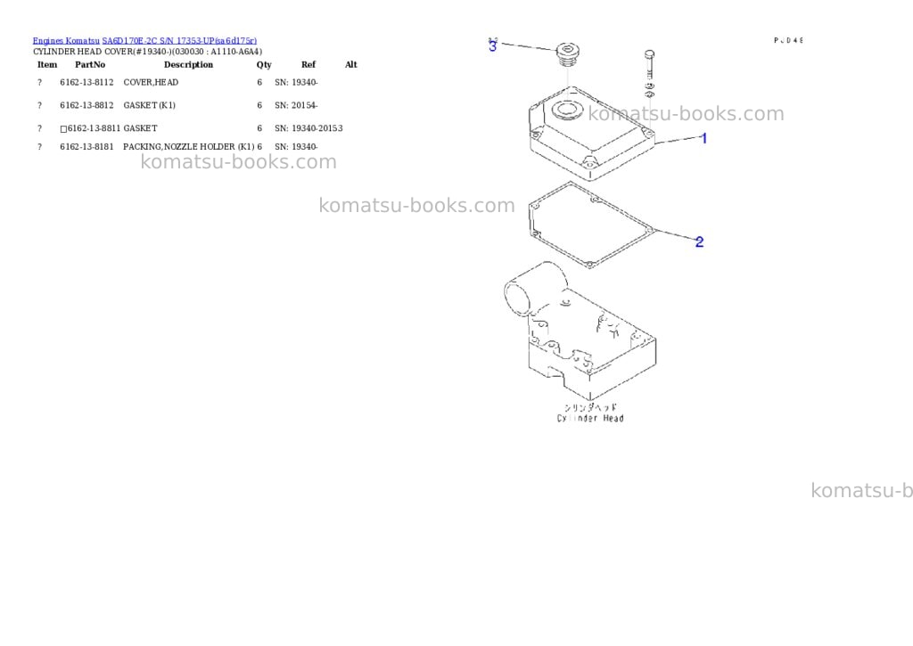 Komatsu sa6d170e-2c s/n 17353-up Parts catalog cover Page 2 Komatsu sa6d170e-2c s/n 17353-up Parts catalog cover Page 2
