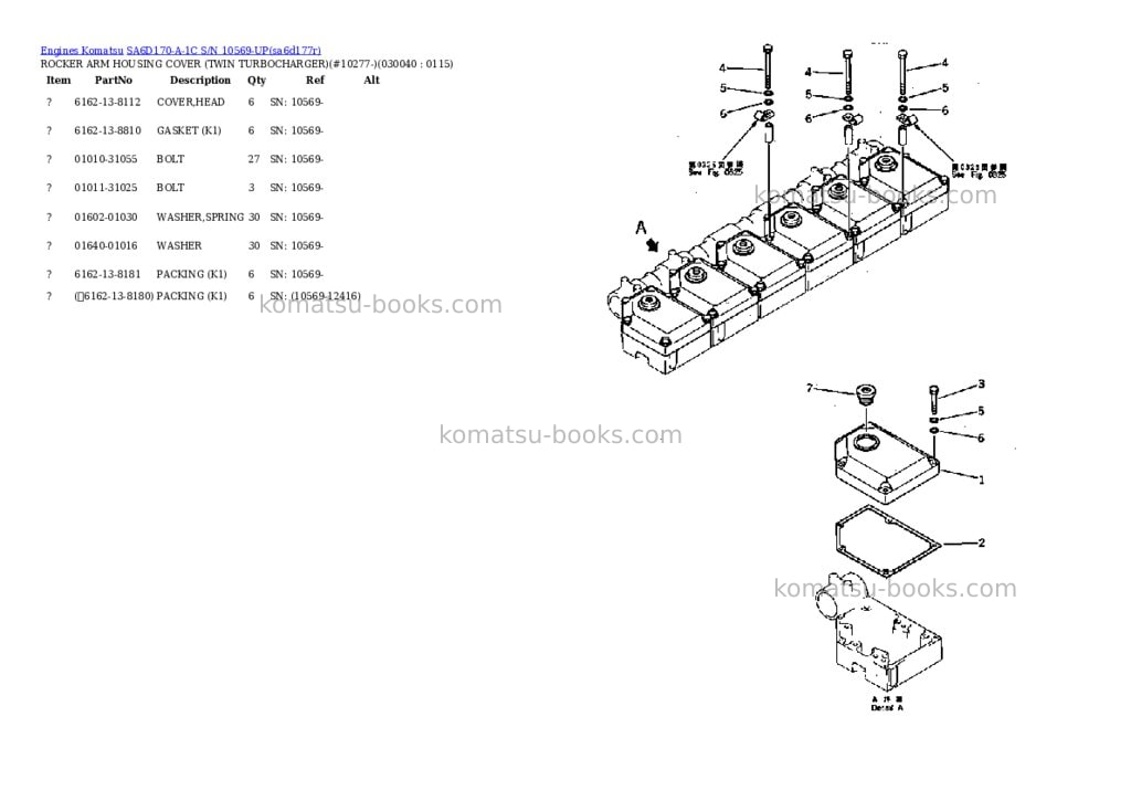 Komatsu sa6d170-a-1c s/n 10569-up twin turbocharger Parts catalog cover Page 3 Komatsu sa6d170-a-1c s/n 10569-up twin turbocharger Parts catalog cover Page 3