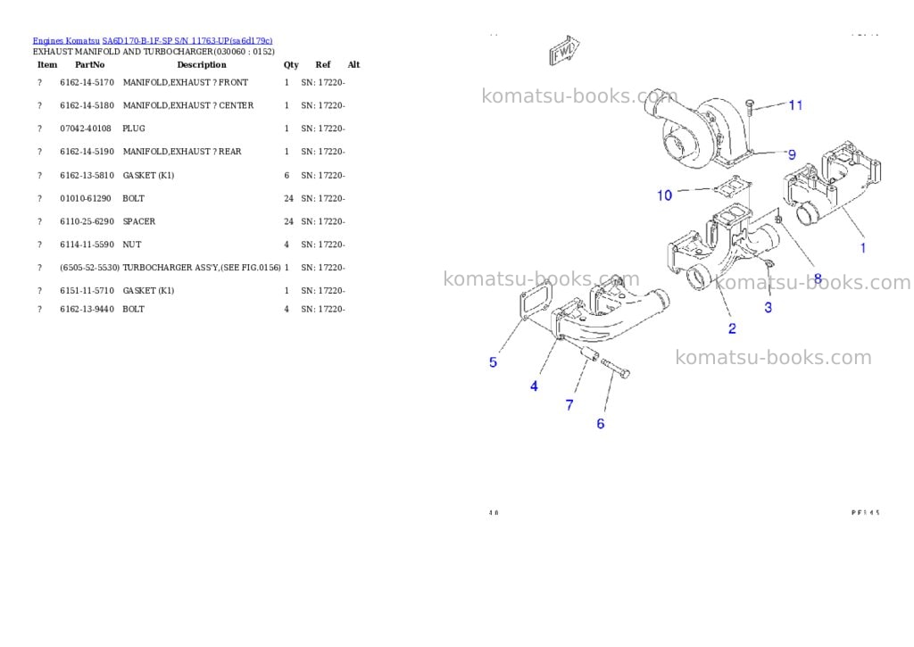 Komatsu sa6d170-b-1f-sp s/n 11763-up Parts catalog cover Page 5 Komatsu sa6d170-b-1f-sp s/n 11763-up Parts catalog cover Page 5