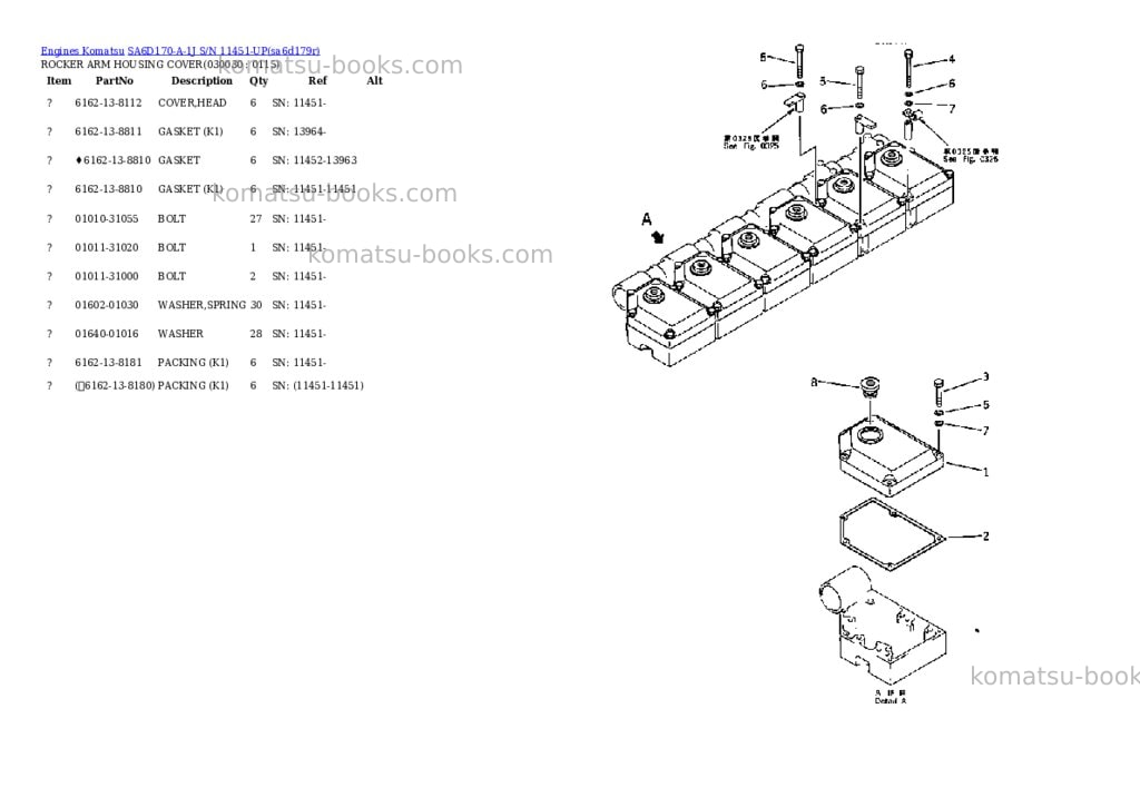 Komatsu sa6d170-a-1j s/n 11451-up Parts catalog cover Page 2 Komatsu sa6d170-a-1j s/n 11451-up Parts catalog cover Page 2