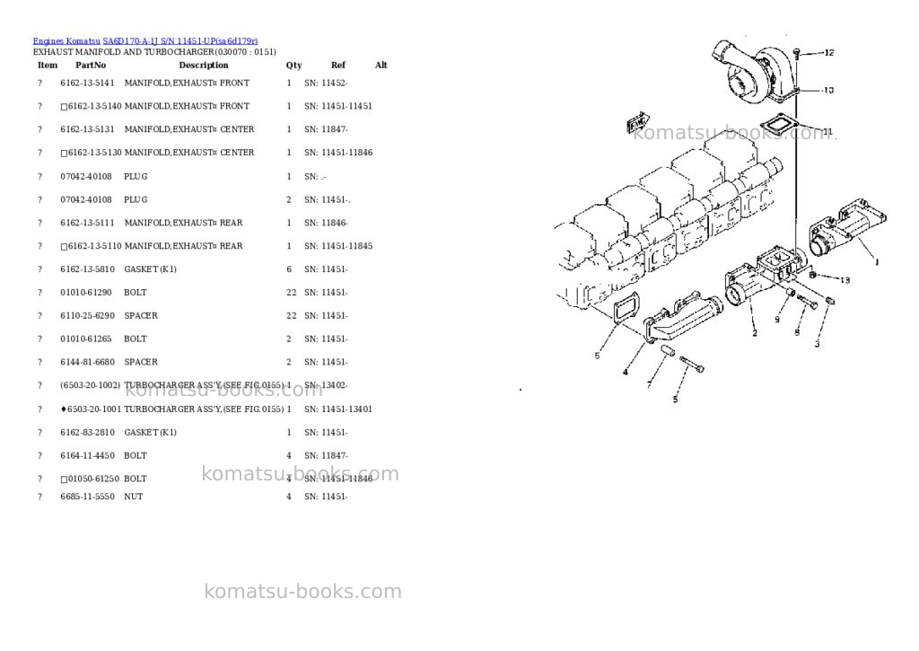 Komatsu sa6d170-a-1j s/n 11451-up Parts catalog cover Page 6 Komatsu sa6d170-a-1j s/n 11451-up Parts catalog cover Page 6