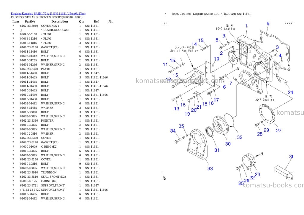 Komatsu SA6D170-A-1J S/N 11451-UP Parts catalog cover Page 10 Komatsu SA6D170-A-1J S/N 11451-UP Parts catalog cover Page 10