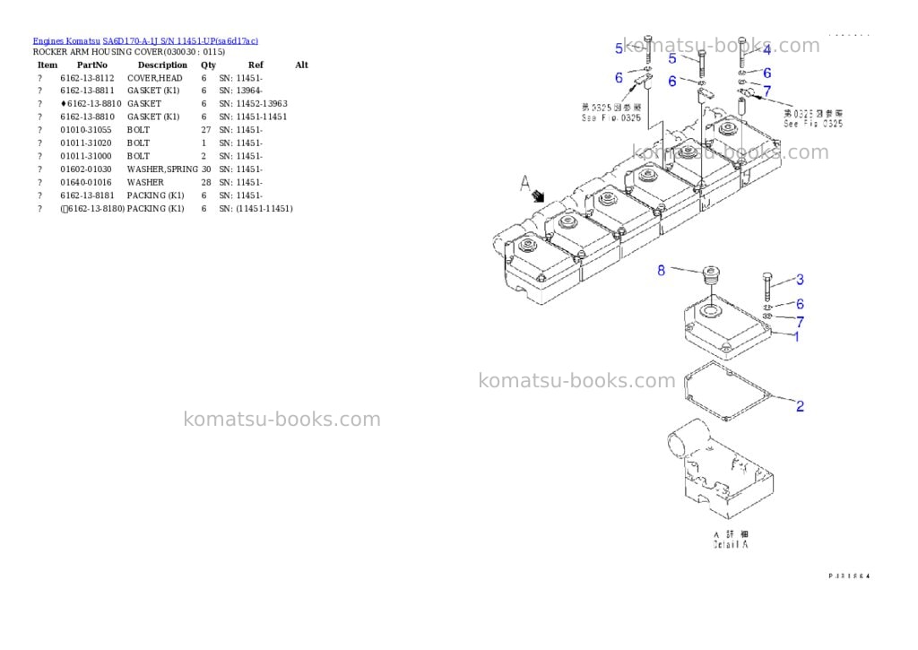 Komatsu SA6D170-A-1J S/N 11451-UP Parts catalog cover Page 2 Komatsu SA6D170-A-1J S/N 11451-UP Parts catalog cover Page 2
