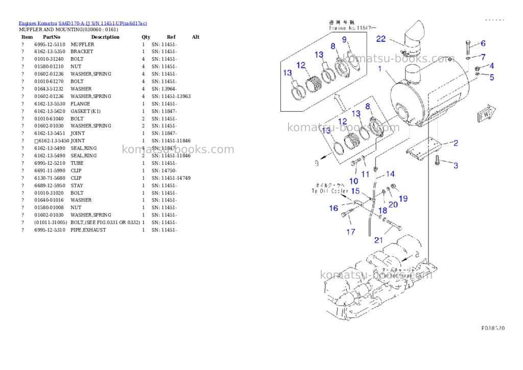Komatsu SA6D170-A-1J S/N 11451-UP Parts catalog cover Page 5 Komatsu SA6D170-A-1J S/N 11451-UP Parts catalog cover Page 5