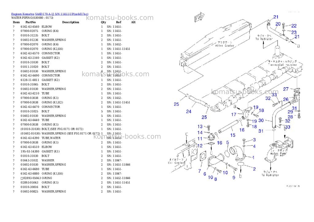 Komatsu SA6D170-A-1J S/N 11451-UP Parts catalog cover Page 7 Komatsu SA6D170-A-1J S/N 11451-UP Parts catalog cover Page 7