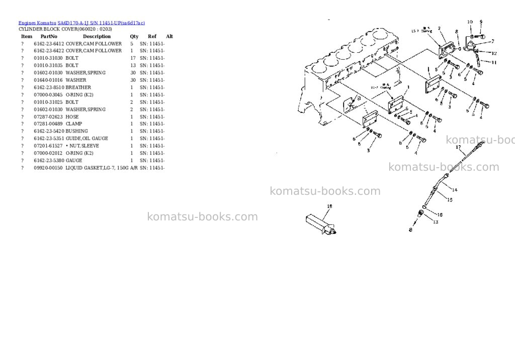 Komatsu SA6D170-A-1J S/N 11451-UP Parts catalog cover Page 9 Komatsu SA6D170-A-1J S/N 11451-UP Parts catalog cover Page 9