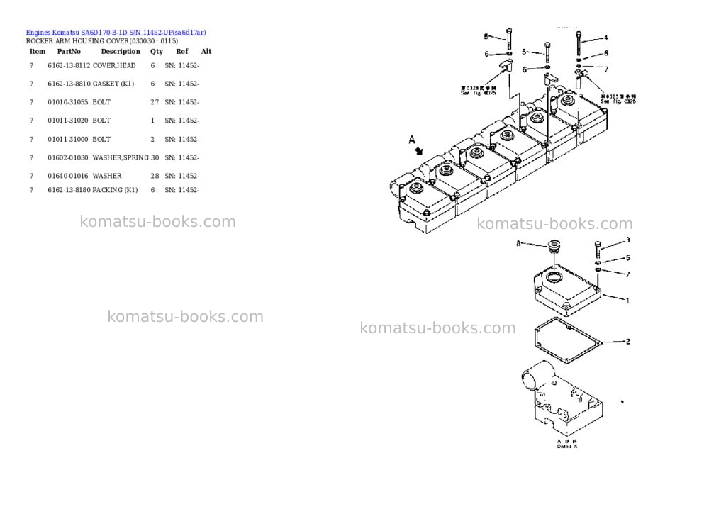 Komatsu sa6d170-b-1d s/n 11452-up Parts catalog cover Page 2