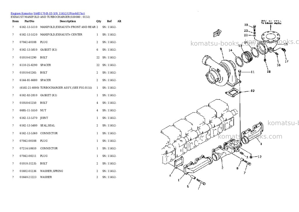 Komatsu sa6d170-b-1d s/n 11452-up Parts catalog cover Page 6