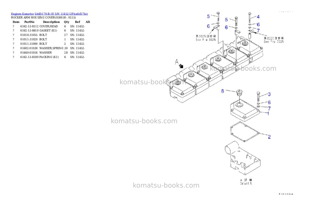 Komatsu sa6d170-b-1e s/n 11452-up Parts catalog cover Page 2 Komatsu sa6d170-b-1e s/n 11452-up Parts catalog cover Page 2
