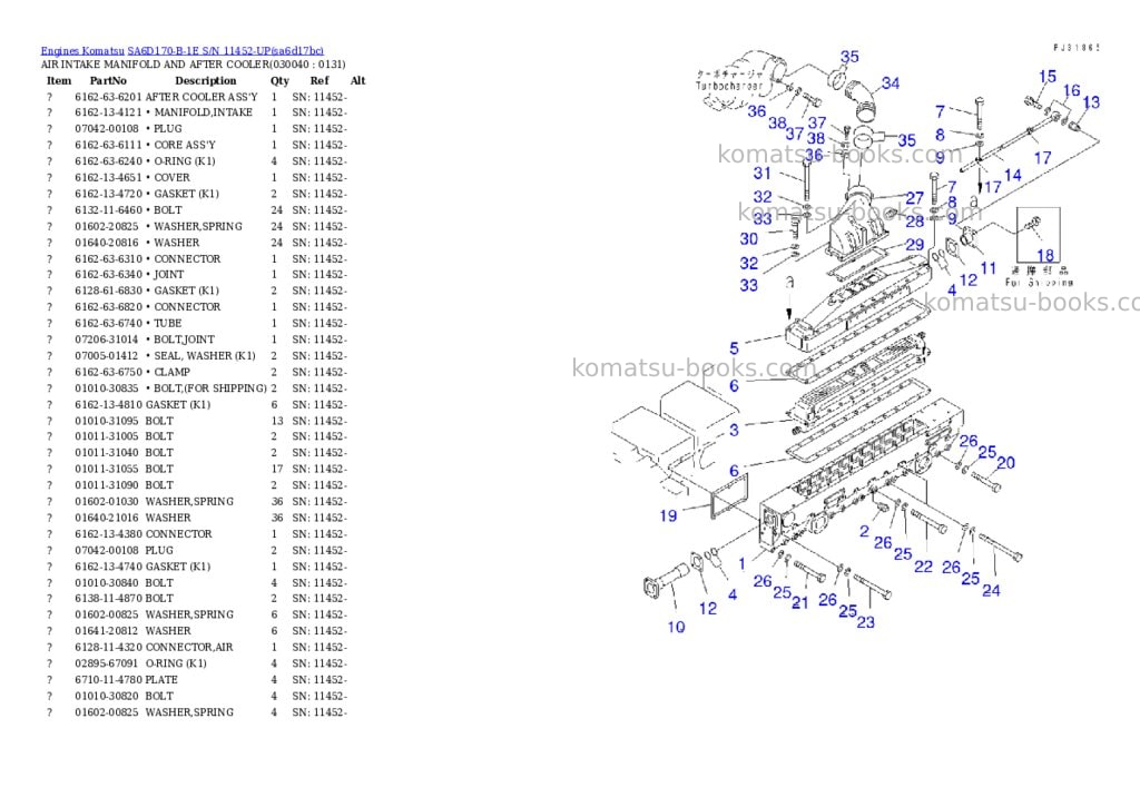 Komatsu sa6d170-b-1e s/n 11452-up Parts catalog cover Page 3 Komatsu sa6d170-b-1e s/n 11452-up Parts catalog cover Page 3