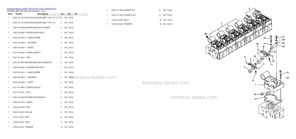 Komatsu SA6D170-B-1E S/N 11452-UP Parts catalog cover Komatsu SA6D170-B-1E S/N 11452-UP Parts catalog cover