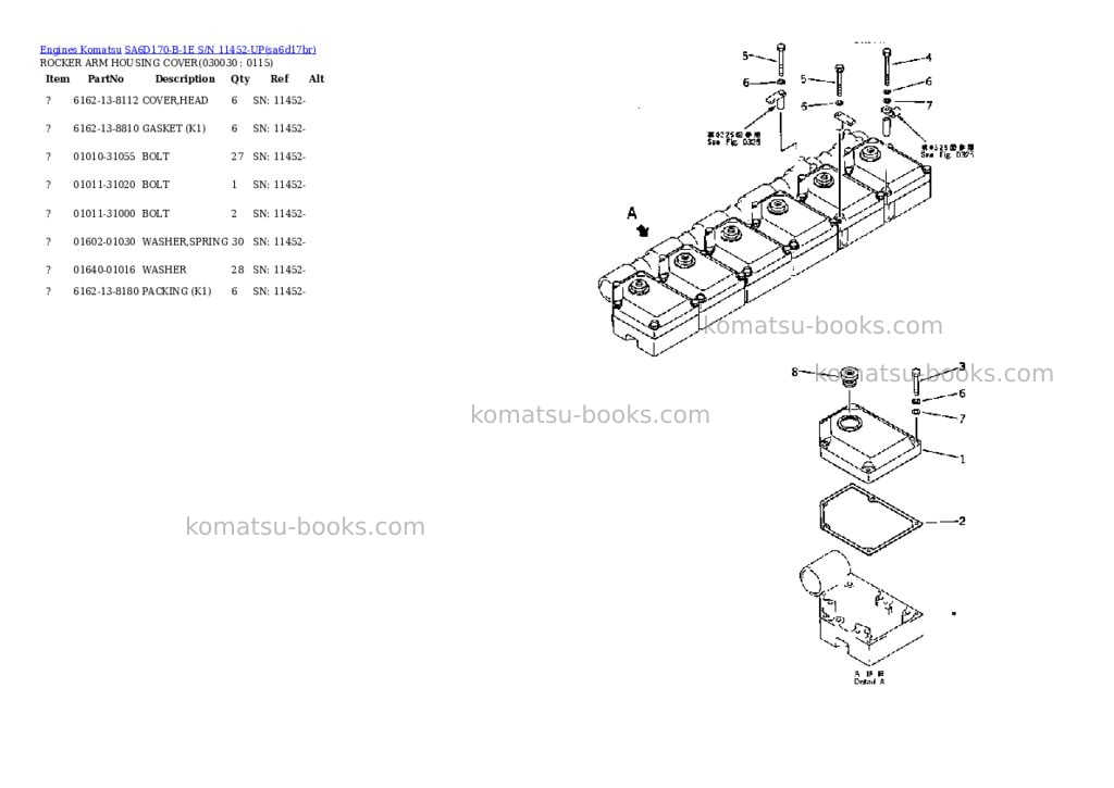 Komatsu SA6D170-B-1E S/N 11452-UP Parts catalog cover Page 2 Komatsu SA6D170-B-1E S/N 11452-UP Parts catalog cover Page 2
