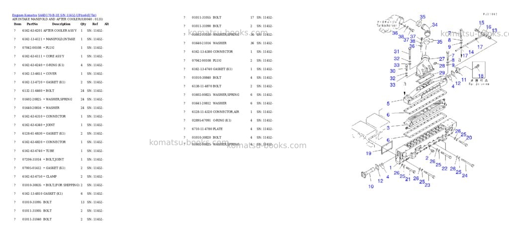 Komatsu SA6D170-B-1E S/N 11452-UP Parts catalog cover Page 3 Komatsu SA6D170-B-1E S/N 11452-UP Parts catalog cover Page 3