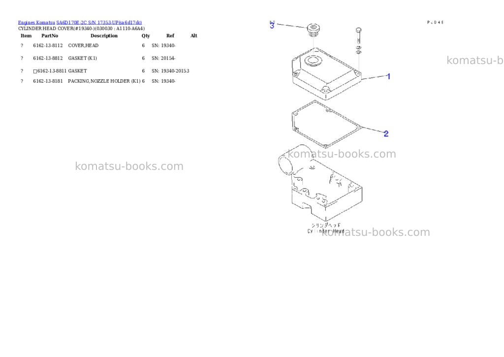 Komatsu SA6D170E-2C S/N 17353-UP Parts catalog cover Page 2 Komatsu SA6D170E-2C S/N 17353-UP Parts catalog cover Page 2