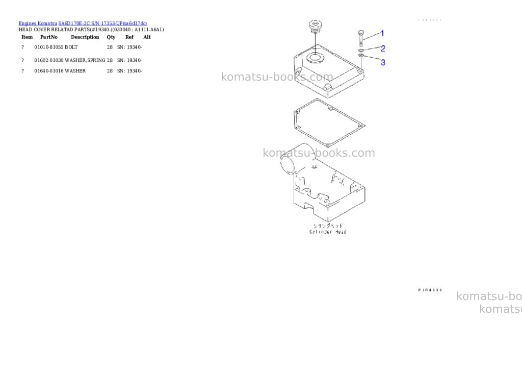 Komatsu SA6D170E-2C S/N 17353-UP Parts catalog cover Page 3 Komatsu SA6D170E-2C S/N 17353-UP Parts catalog cover Page 3