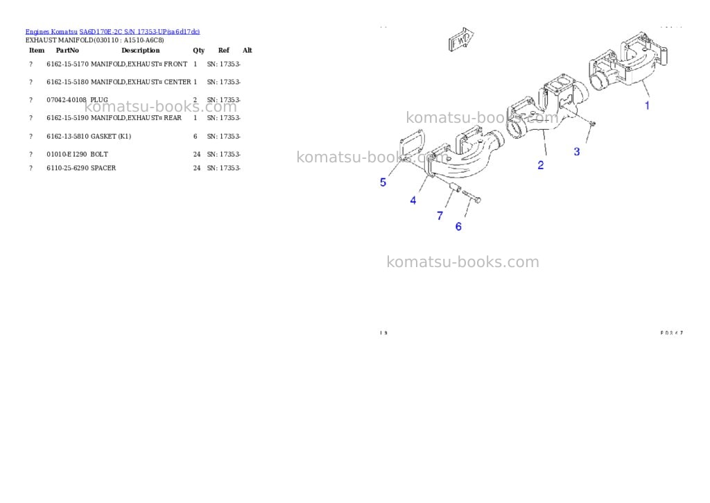 Komatsu SA6D170E-2C S/N 17353-UP Parts catalog cover Page 8 Komatsu SA6D170E-2C S/N 17353-UP Parts catalog cover Page 8