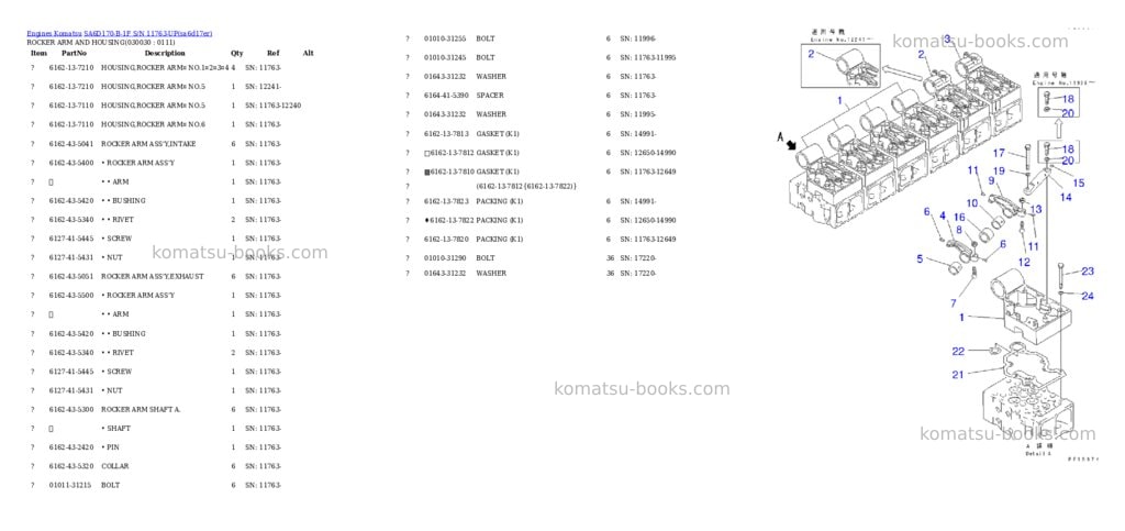 Komatsu SA6D170-B-1F S/N 11763-UP Parts catalog cover Komatsu SA6D170-B-1F S/N 11763-UP Parts catalog cover