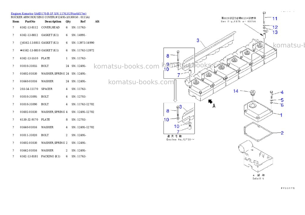 Komatsu SA6D170-B-1F S/N 11763-UP Parts catalog cover Page 3 Komatsu SA6D170-B-1F S/N 11763-UP Parts catalog cover Page 3