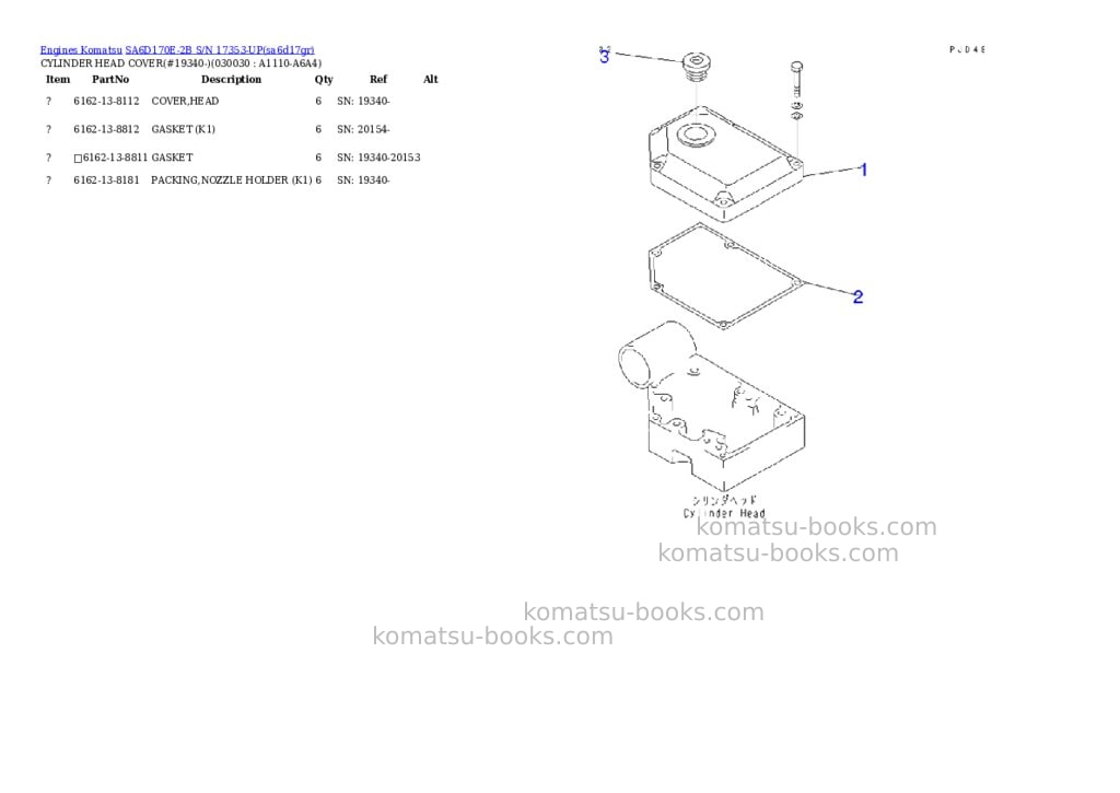 Komatsu SA6D170E-2B S/N 17353-UP Parts catalog cover Page 2 Komatsu SA6D170E-2B S/N 17353-UP Parts catalog cover Page 2