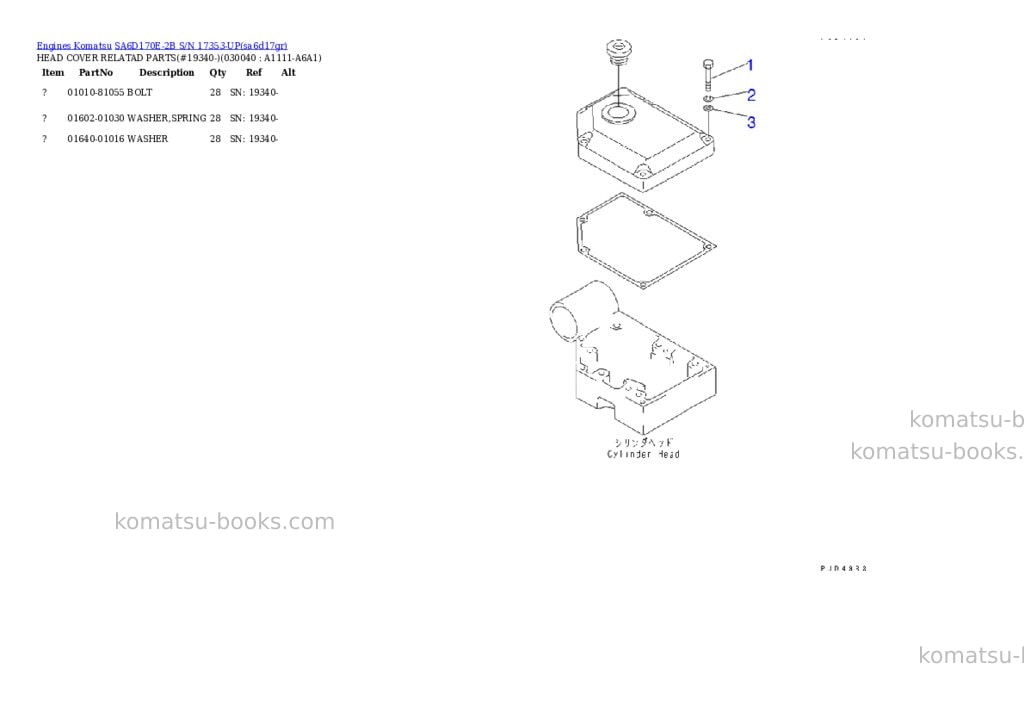 Komatsu SA6D170E-2B S/N 17353-UP Parts catalog cover Page 3 Komatsu SA6D170E-2B S/N 17353-UP Parts catalog cover Page 3
