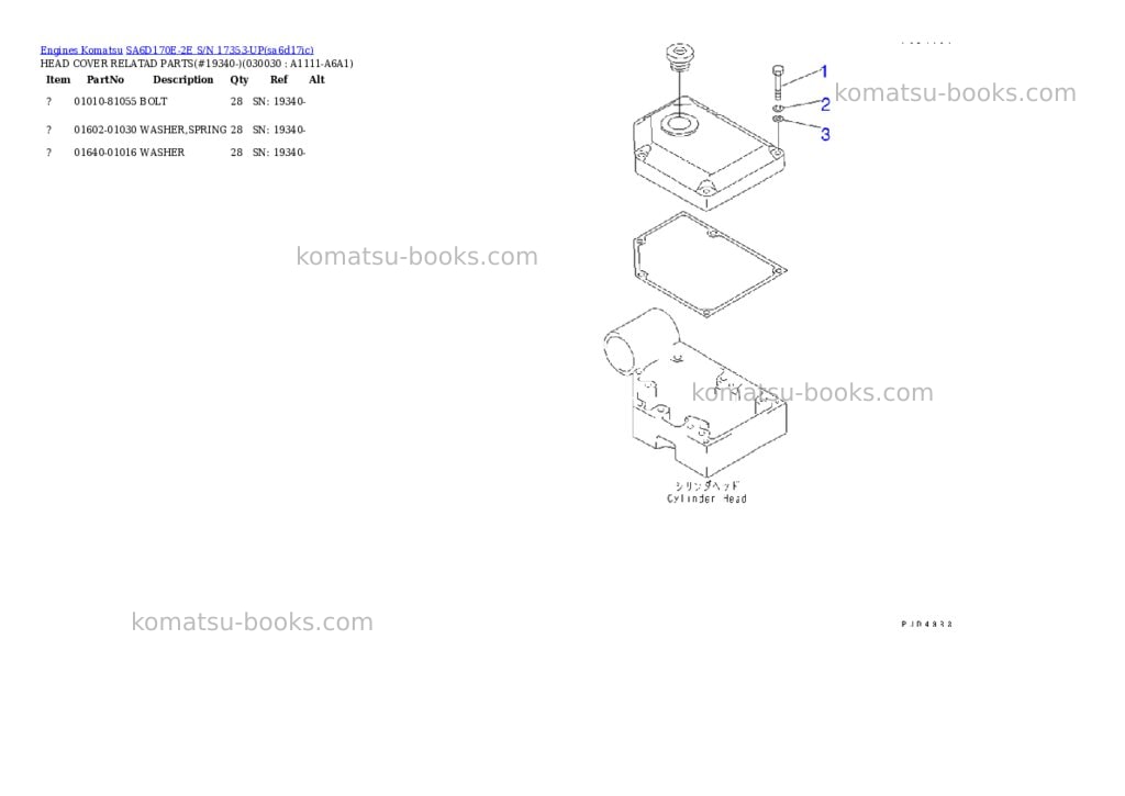 Komatsu sa6d170e-2e s/n 17353-up Parts catalog cover Page 2 Komatsu sa6d170e-2e s/n 17353-up Parts catalog cover Page 2