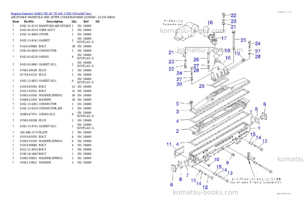 Komatsu sa6d170e-2e-7w s/n 17001-up Parts catalog cover Page 3