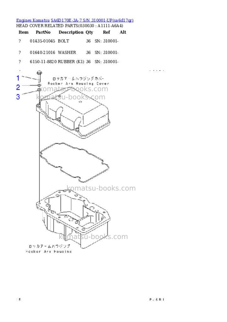 Komatsu sa6d170e-3a-7 s/n 310001-up Parts catalog cover Page 2 Komatsu sa6d170e-3a-7 s/n 310001-up Parts catalog cover Page 2