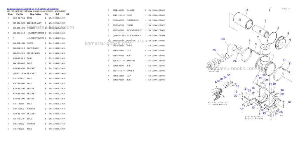 Komatsu sa6d170e-3a-7 s/n 310001-up Parts catalog cover Page 8 Komatsu sa6d170e-3a-7 s/n 310001-up Parts catalog cover Page 8
