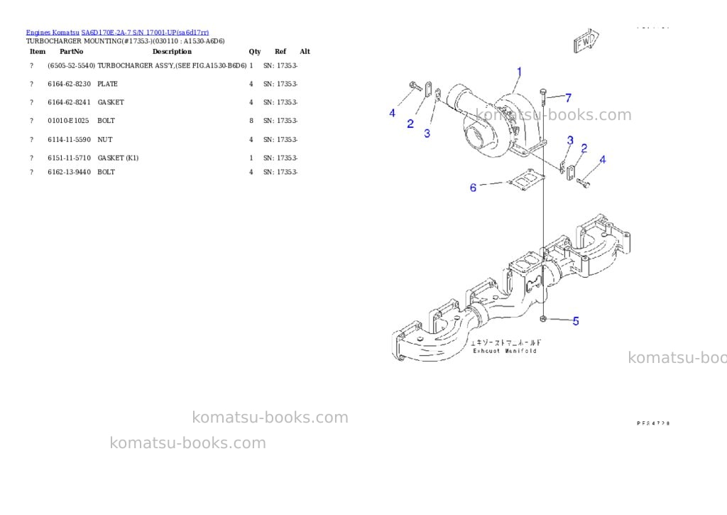 Komatsu SA6D170E-2A-7 S/N 17001-UP Parts catalog cover Page 10 Komatsu SA6D170E-2A-7 S/N 17001-UP Parts catalog cover Page 10