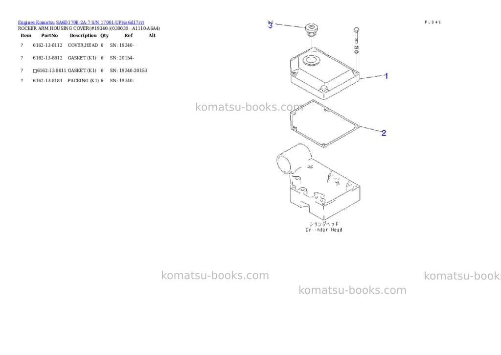 Komatsu SA6D170E-2A-7 S/N 17001-UP Parts catalog cover Page 2 Komatsu SA6D170E-2A-7 S/N 17001-UP Parts catalog cover Page 2