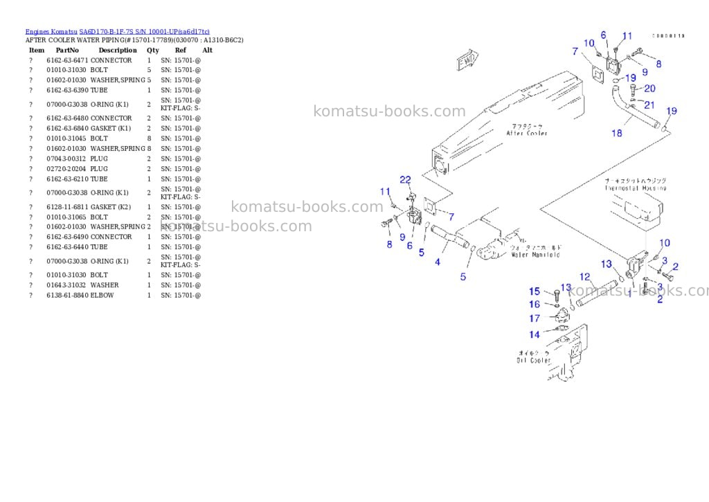Komatsu sa6d170-b-1f-7s s/n 10001-up Parts catalog cover Page 6 Komatsu sa6d170-b-1f-7s s/n 10001-up Parts catalog cover Page 6