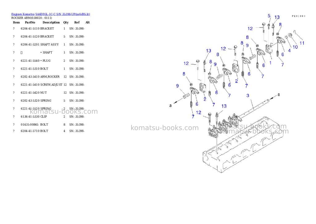 Komatsu sa6d95l-1c-c s/n 35398-up Parts catalog cover Komatsu sa6d95l-1c-c s/n 35398-up Parts catalog cover