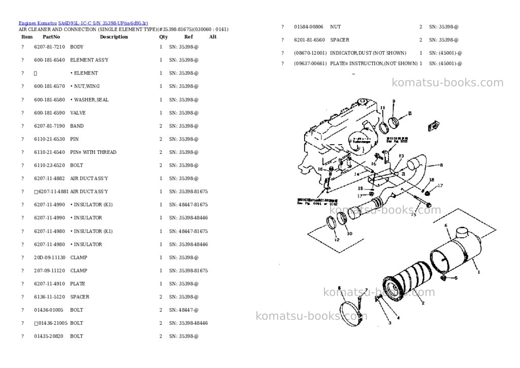 Komatsu sa6d95l-1c-c s/n 35398-up Parts catalog cover Page 5 Komatsu sa6d95l-1c-c s/n 35398-up Parts catalog cover Page 5