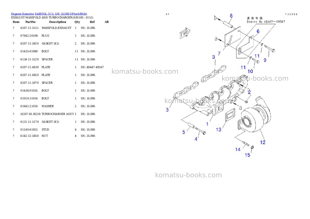 Komatsu sa6d95l-1c-l s/n 35398-up Parts catalog cover Page 9 Komatsu sa6d95l-1c-l s/n 35398-up Parts catalog cover Page 9