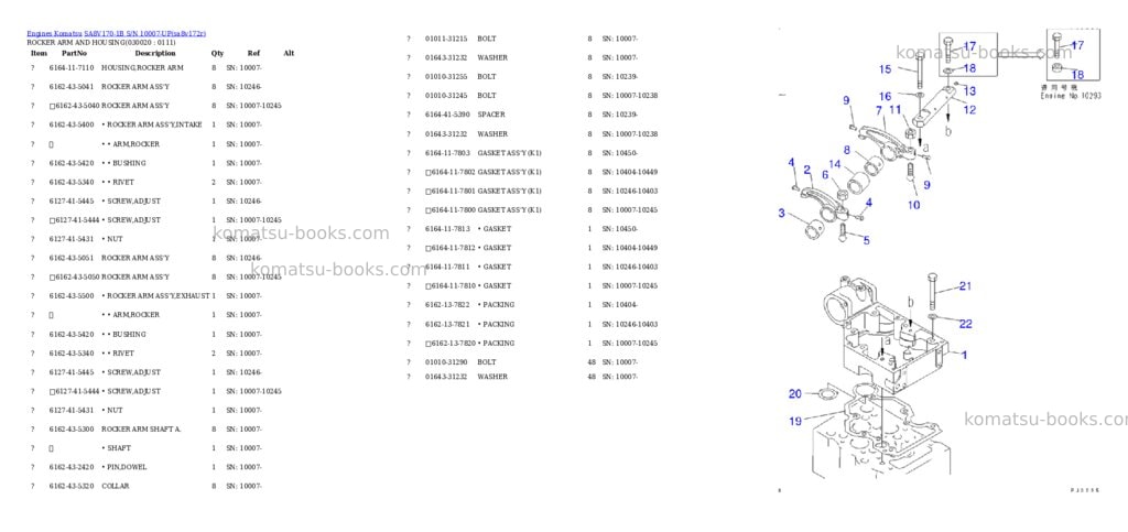 Komatsu sa8v170-1b s/n 10007-up Parts catalog cover