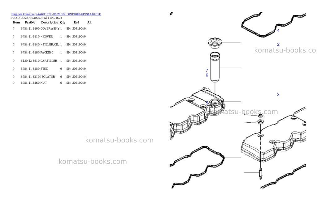 Komatsu saa6d107e-1b-w s/n 30919040-up Parts catalog cover Page 3