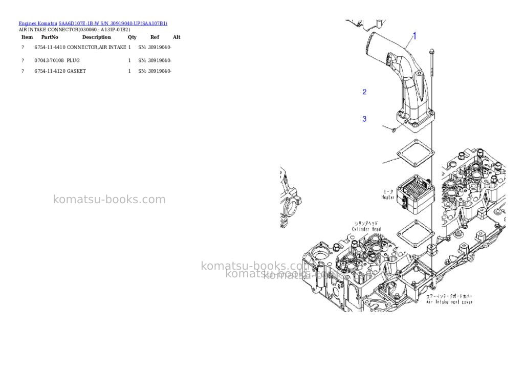 Komatsu saa6d107e-1b-w s/n 30919040-up Parts catalog cover Page 5